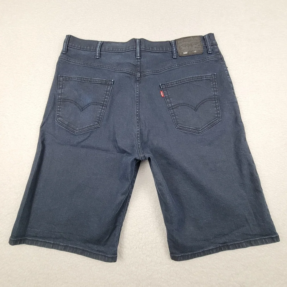 Levis 569 Loose Straight‎ Denim Shorts Mens 40 Dark Blue 12 Inch Inseam Cotton